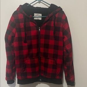 Red and BlackBuffalo Plaid  Checkered Puffer Jacket Women’s, Men or youth.